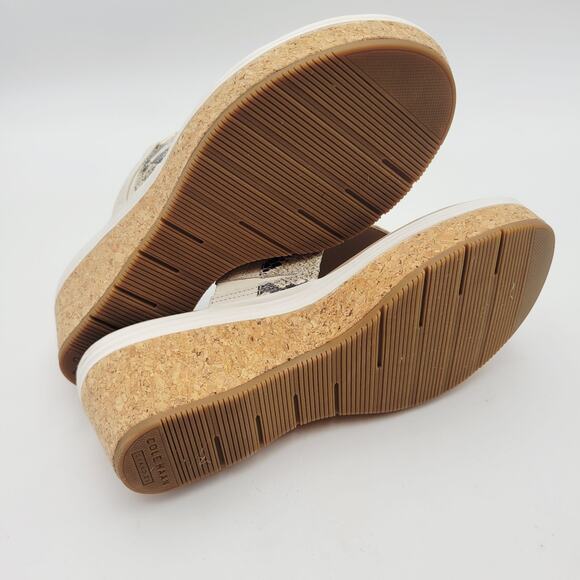 Cole Haan Margate Wedge II Sandshell Sandals Sz 5.5 B Cream & Animal Print - Picture 10 of 11